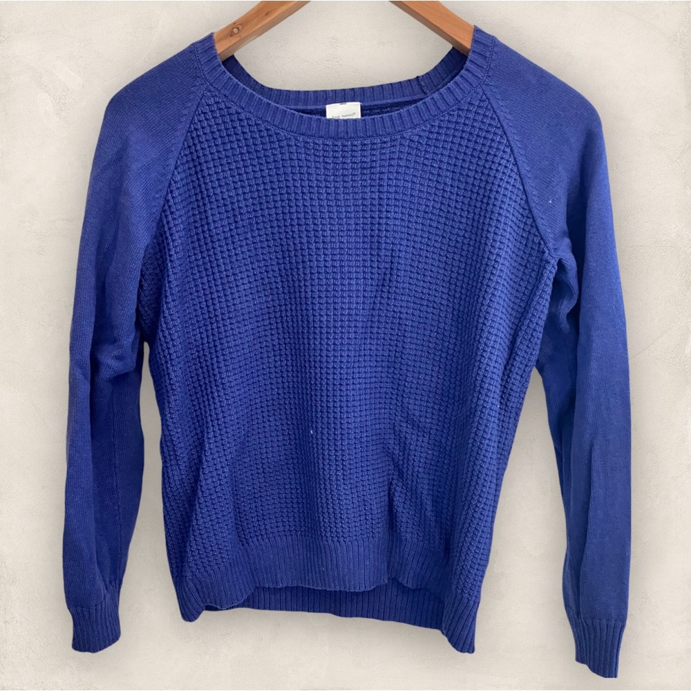 Fair Indigo Alpaca Cotton blend Waffle Knit Purple Sweater XS EUC